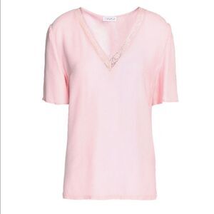 Claudie Pierlot Pink V-neck Lace Detail Blouse 38